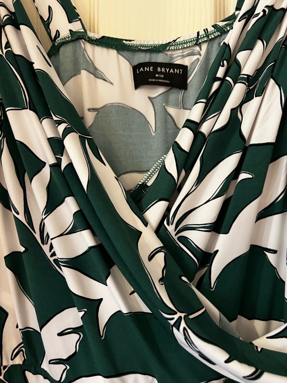 Lane Bryant Emerald Green & White Floral Wide-Leg Jumpsuit - Picture 3 of 5